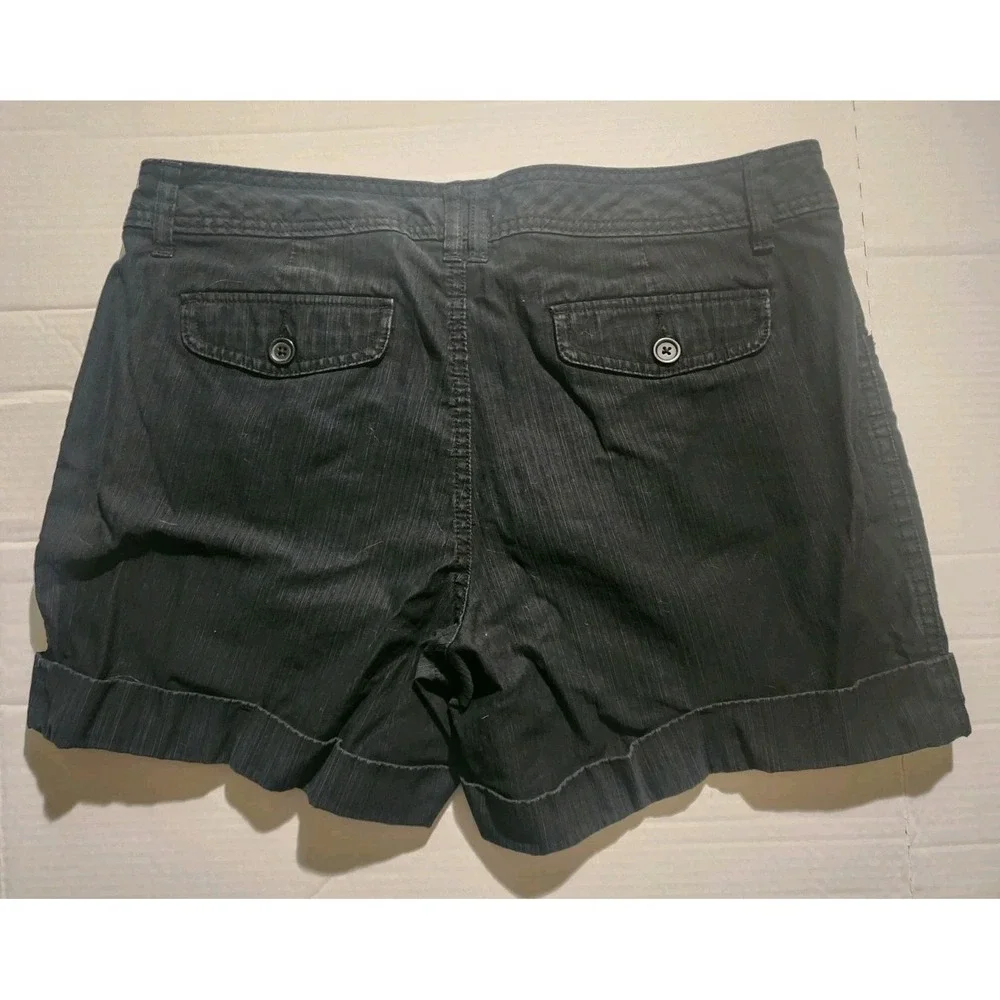 A.N.A A New Approach Mid-Rise Twill Shorts Black Womens Size 12, Cuffed
